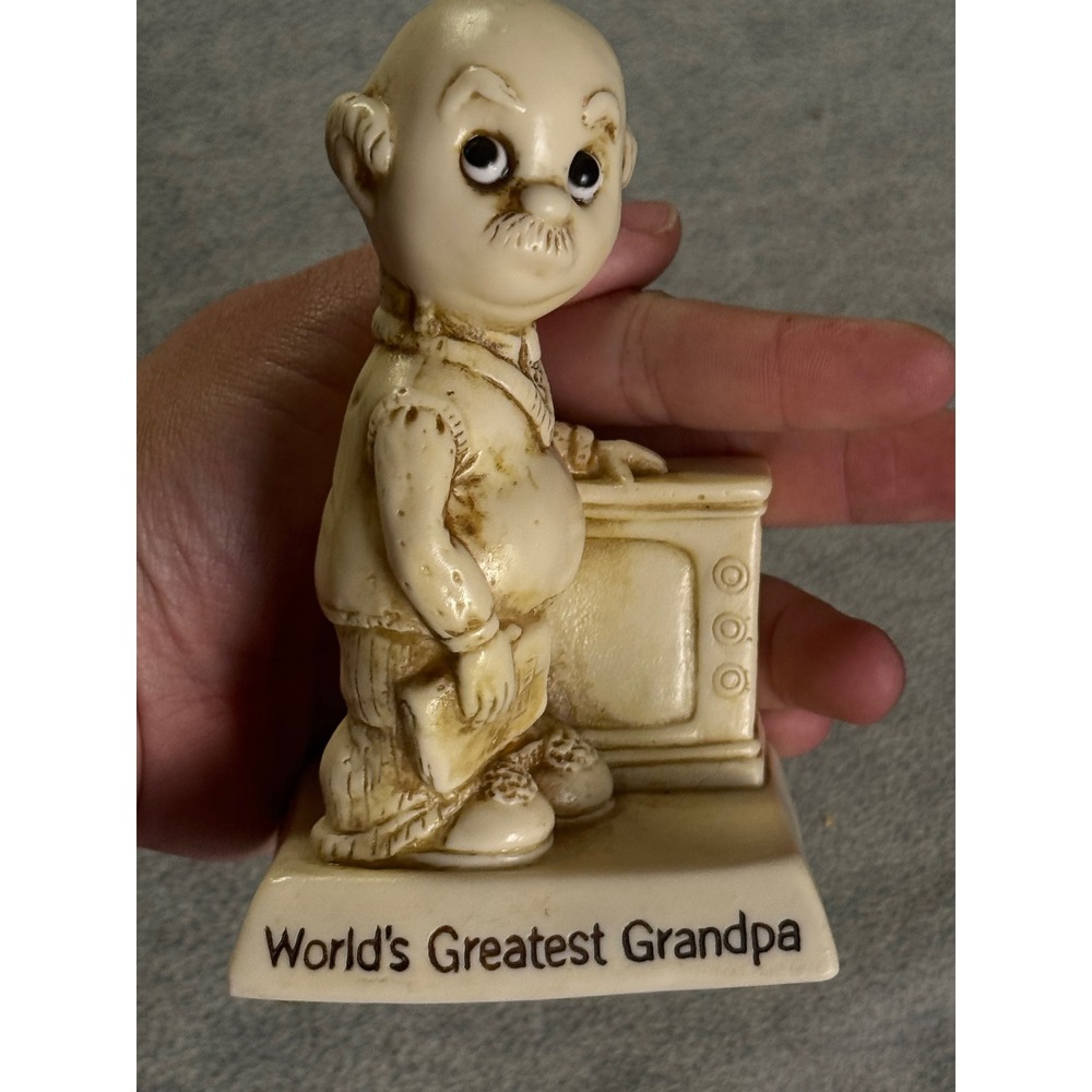 Vintage 1970s Paula Figurine Worlds Greatest Grandpa Resin Statue Retro Kitsch